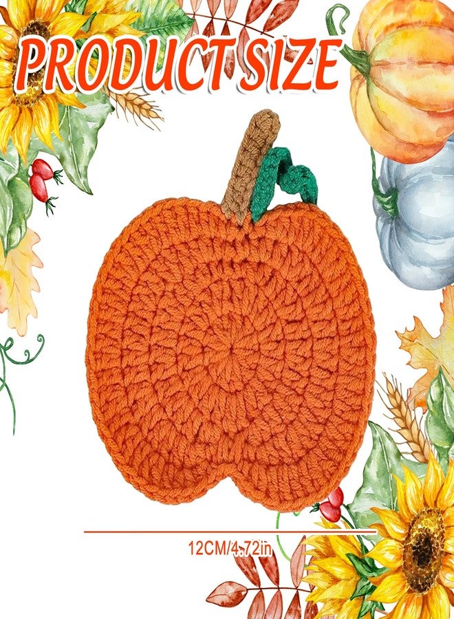 وولاين مجموعة Whaline من 8 قطع من قواعد أكواب اليقطين الخريفية، مصنوعة يدويًا من الكروشيه، مع قاعدة أكواب من قماش منسوج على شكل يقطينة، مثالية لتزيين المنزل والمطبخ وطاولات الحفلات في فصل الخريف وعيد الشكر والهالوين. - Image 2