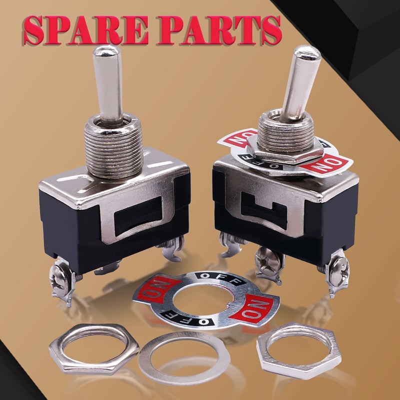 Twidec /3Pcs Heavy Duty Rocker Toggle Switch 16A 250V AC SPDT 3 Position 3 Pin ON/Off/ON Switch with Metal Bat Waterproof Boot Cap Cover Ten-1122-B103 - Image 2