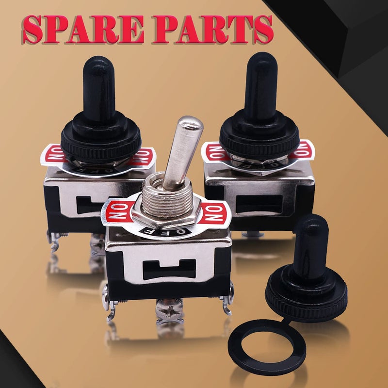 Twidec /3Pcs Heavy Duty Rocker Toggle Switch 16A 250V AC SPDT 3 Position 3 Pin ON/Off/ON Switch with Metal Bat Waterproof Boot Cap Cover Ten-1122-B103 - Image 3