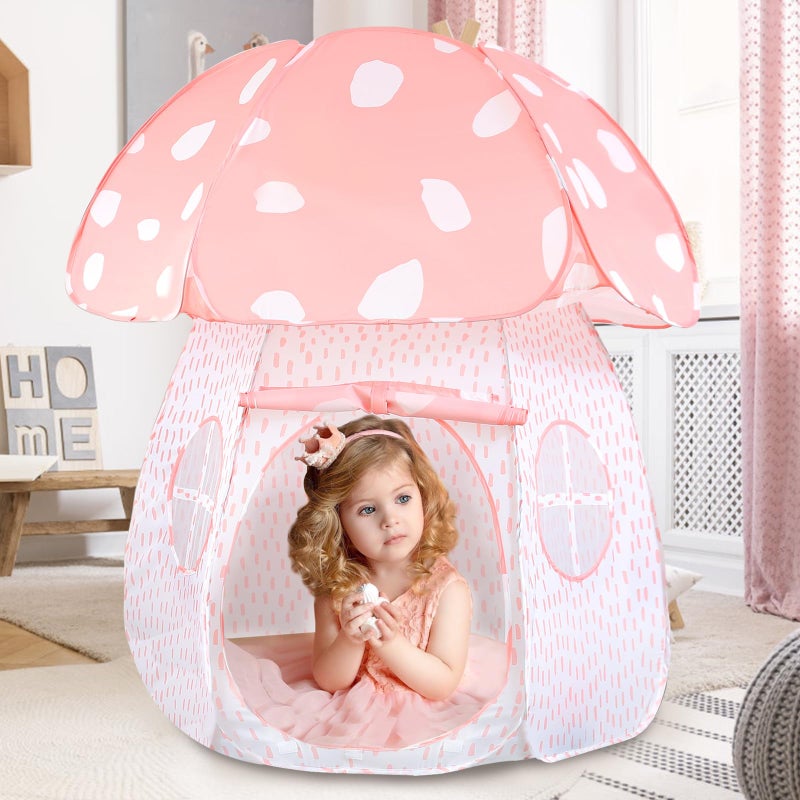 CRAWLBO Play Tent for Kids Pop UpTent Indoor Outdoor Boys and Girls Playhouse with Exquisite Design for Imaginative Mushroom Tent by CRAWLBO PatentedPinkLarge - Image 2
