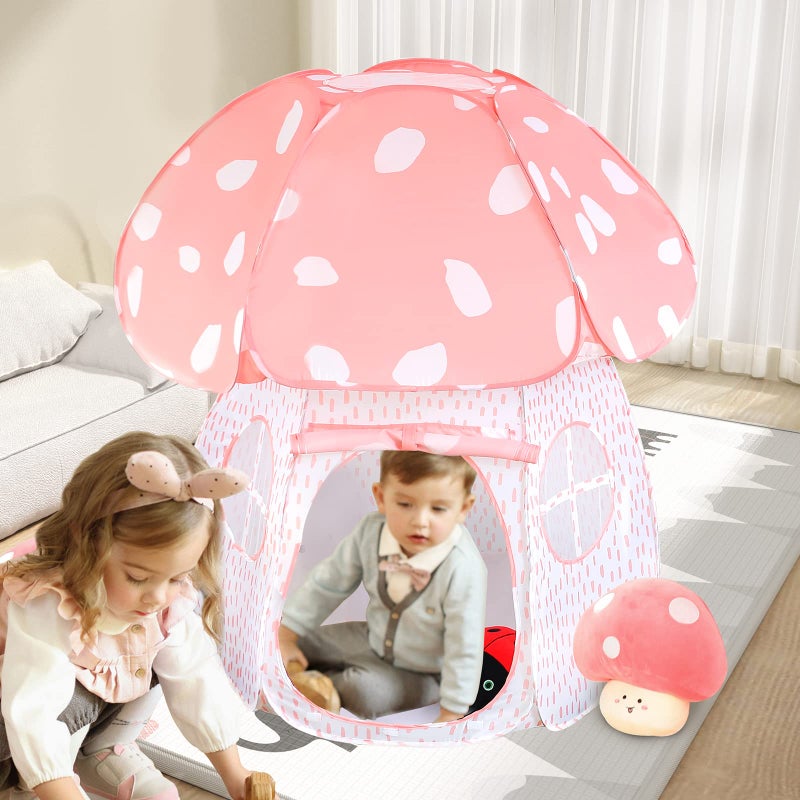 CRAWLBO Play Tent for Kids Pop UpTent Indoor Outdoor Boys and Girls Playhouse with Exquisite Design for Imaginative Mushroom Tent by CRAWLBO PatentedPinkLarge - Image 3