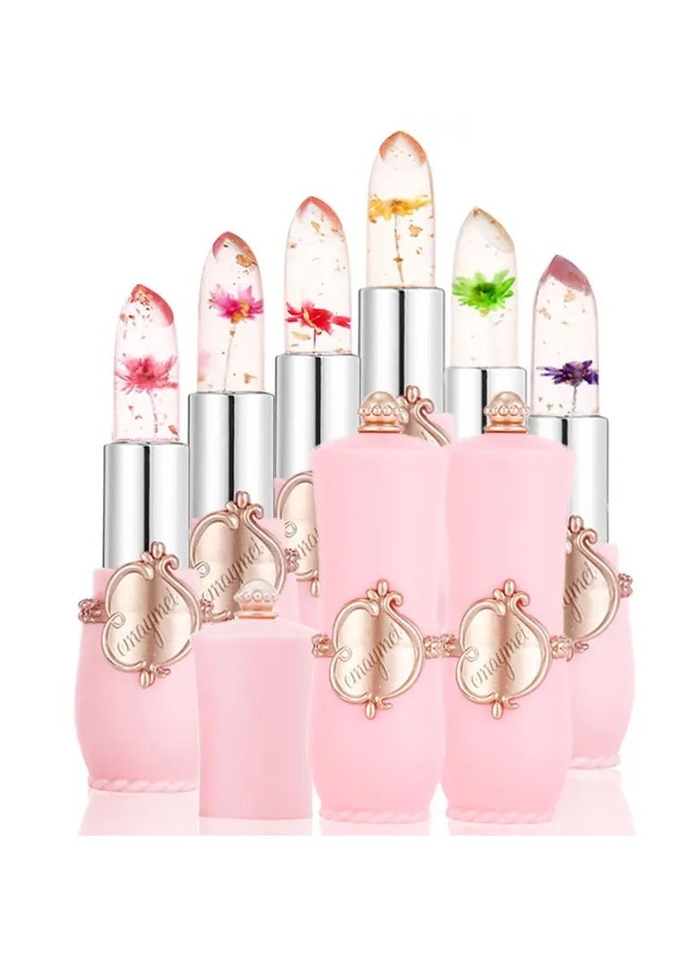 ايمي مي 6pcs مجموعة طويلة الأمد زهرة شفافة أحمر الشفاه مرطب الكريستال هلام أحمر الشفاه الحساس لدرجة الحرارة تغيير اللون العناية المثالية للشفاه - Image 1