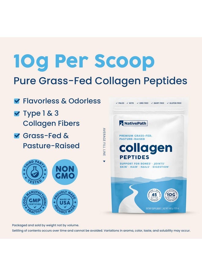 NativePath NativePath Collagen Peptides Protein - Hydrolyzed Type 1 & 3 Collagen Powder for Skin, Hair, Nails - 15.9 oz (45 Servings)  - Image 4