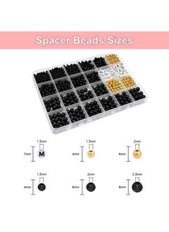 1000+Pcs 8/6/4Mm Black Round Beads For Jewelry Making Kit With Letter Beads Gold Beads For Friendship Bracelets Making Kit For Adult Charms Bracelet Making Kit Diy Necklace Craft Kit - pzsku/Z5B0692152B331AA83830Z/45/_/1734348185/12d901e0-6f13-41ae-9a10-2634cbf1db08