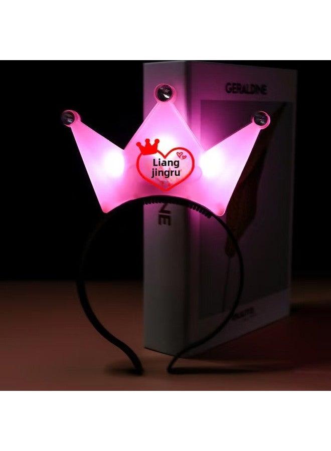 Luminous Crown-Headband Luminous Headband-LED Flash Headwear Concert-Company Annual Meeting Party Advertising Iogo-Color:Luminous Crown Headband (pink) - Image 1