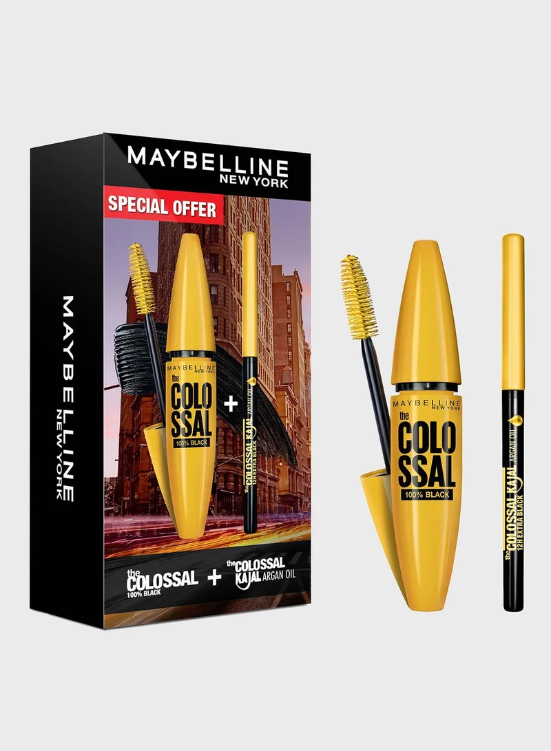 MAYBELLINE NEW YORK Colossal 100% Black + Kajal Argan Oil Free