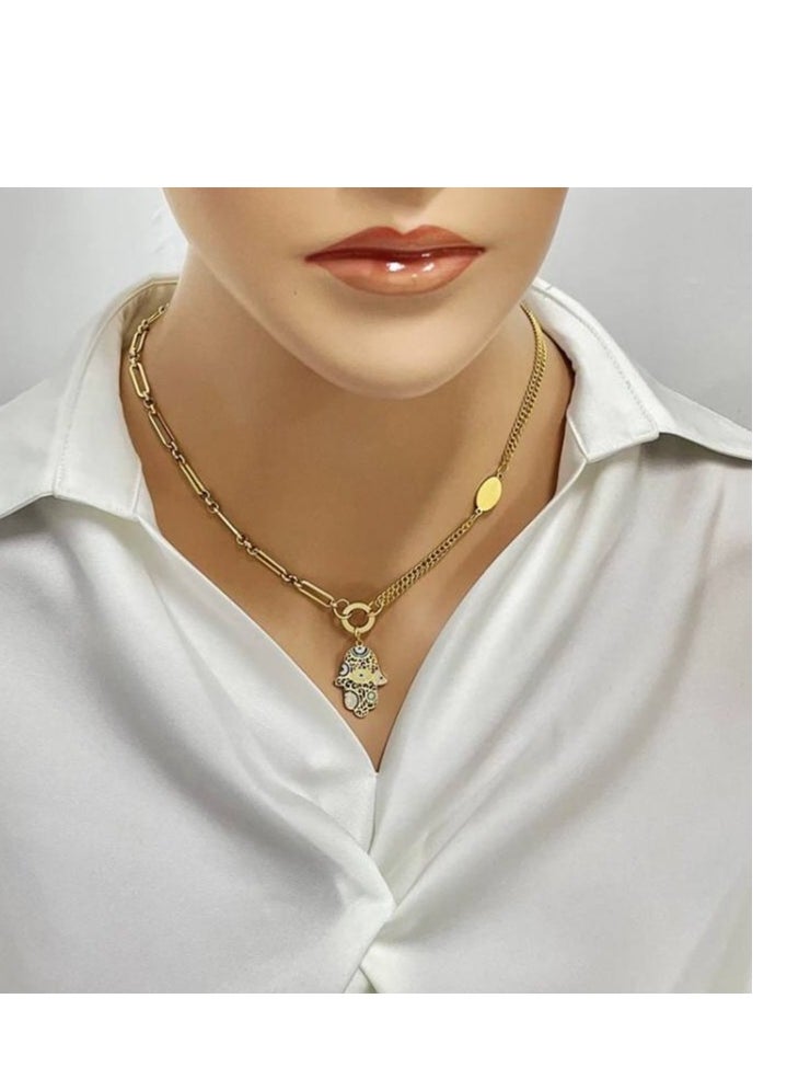 Generic - Fixed gold stainless steel chain, length 45cm + 5cm extension - Image 1
