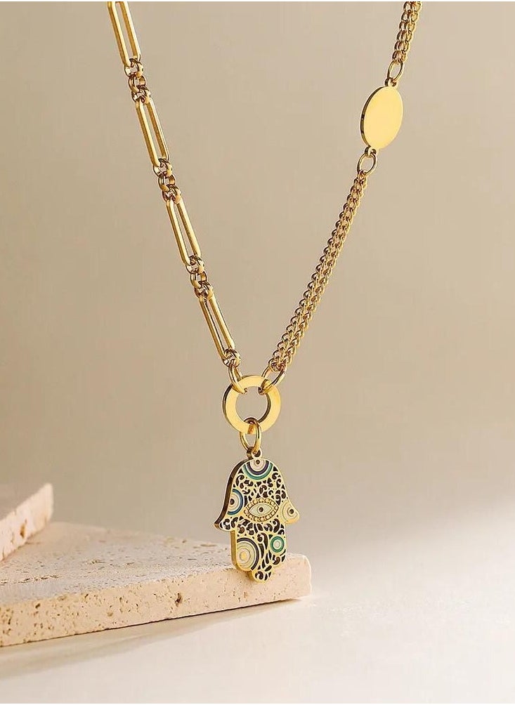 Generic - Fixed gold stainless steel chain, length 45cm + 5cm extension - Image 1