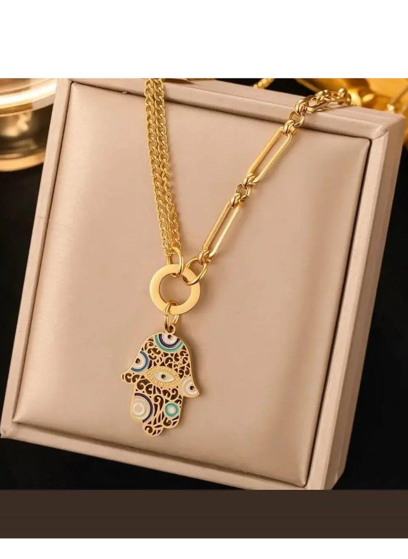 Generic - Fixed gold stainless steel chain, length 45cm + 5cm extension - Image 1