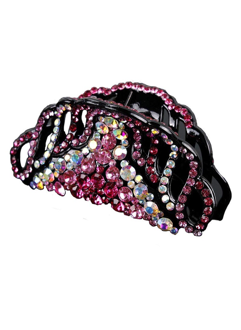 Suoirblss Suoirblss Women Lady Exquisite Crystal Hair Clip Claw Pins Large Fancy Rhinestones Claw Clip Jaw Clips for Thick Hair Pink 
