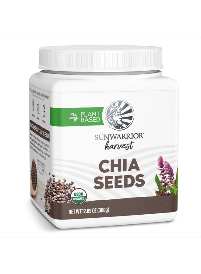 Sunwarrior Chia Seeds Organic Non-GMO Keto Vegan Superfood additive for Smoothies Acai Pudding Baking 360g Tub (30 SRV) Organic Harvest - Image 1