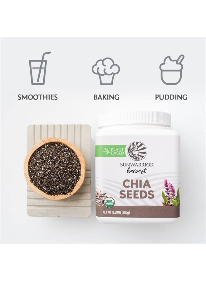 Sunwarrior Chia Seeds Organic Non-GMO Keto Vegan Superfood additive for Smoothies Acai Pudding Baking 360g Tub (30 SRV) Organic Harvest - Image 4