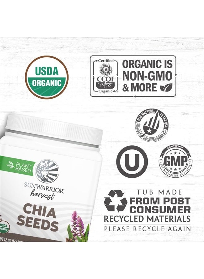 Sunwarrior Chia Seeds Organic Non-GMO Keto Vegan Superfood additive for Smoothies Acai Pudding Baking 360g Tub (30 SRV) Organic Harvest - Image 3