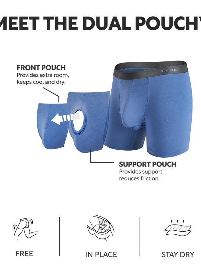 Separatec Mens Underwear with Pouch Moisture Wicking Rayon Made From Bamboo Underwear Men Breathable Boxer Briefs 3 or 6 Pack, Regular Support Pouch - A1 - Navy Blue/Moonlight Blue/Heather Gray - 3 - Image 2