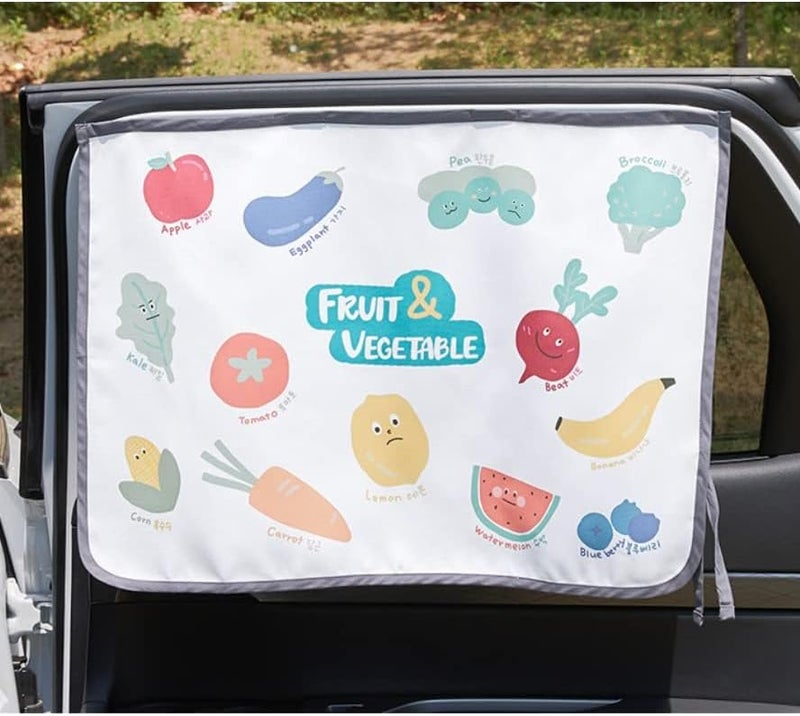bebedeco Magnetic Car Sun Shade Curtain for Side Window – Sun Blocker and UV Protector for Baby, Kids, and Pets – Universal Fit with Built-in Magnets for Steel-Framed Door (Vegetable Friends) - Image 3