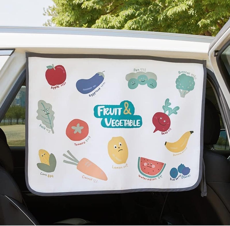 bebedeco Magnetic Car Sun Shade Curtain for Side Window – Sun Blocker and UV Protector for Baby, Kids, and Pets – Universal Fit with Built-in Magnets for Steel-Framed Door (Vegetable Friends) - Image 4