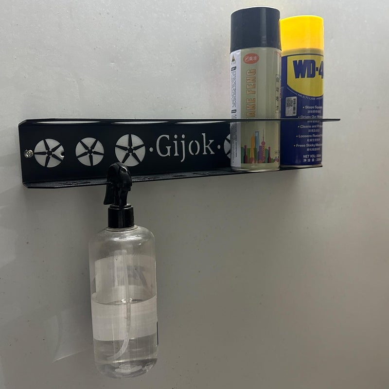 Gijok 4 Pack Five Cans Wall-Mounted Steel Aerosol Spray Can Holder, Steel Wall Mount Storage Organizer for Garage and Workspace (4-Black) - Image 2