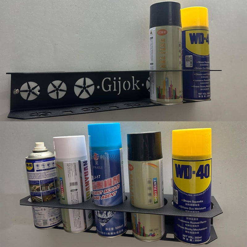 Gijok 4 Pack Five Cans Wall-Mounted Steel Aerosol Spray Can Holder, Steel Wall Mount Storage Organizer for Garage and Workspace (4-Black) - Image 3