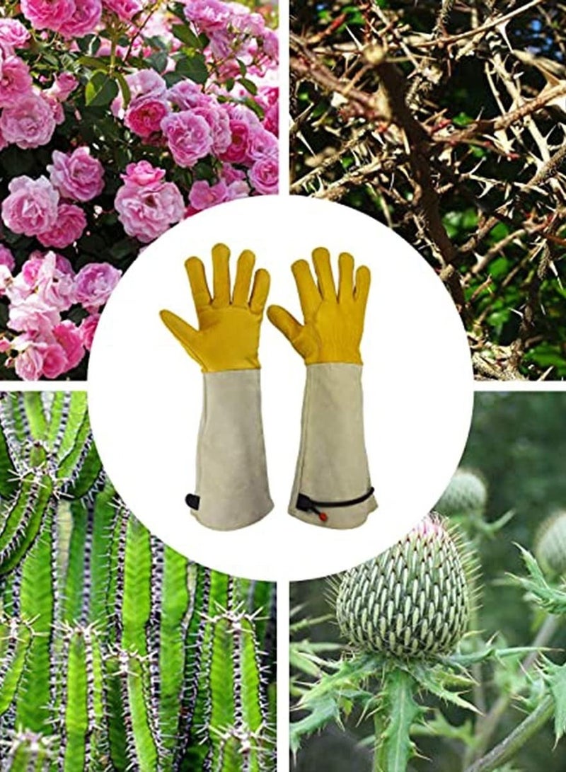 Captaintech Cactus Gloves Thorn Proof Gardening for Rose Pruning Cacti Handling Leather Garden Work For Women Men Yard Gardener Gifts - Image 1