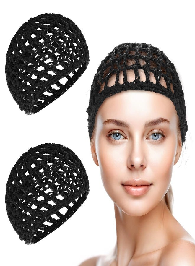 ValueBargain Crochet Hair Net, Comfortable Breathable Hair Wrap Net for Silk Press, Sleeping, Shower, Makeup, Hold Hair in Place All Night, Black (Reusable & Elastic, 2 Pack) - Image 1