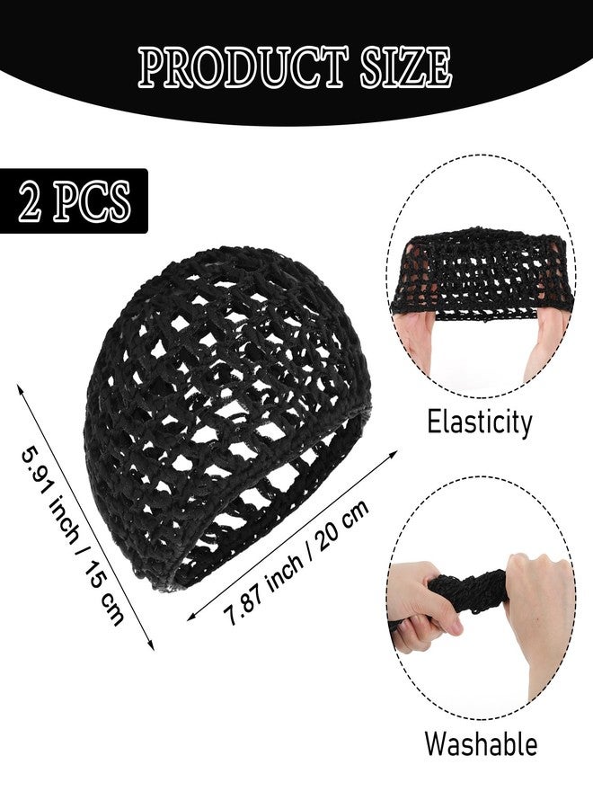 ValueBargain Crochet Hair Net, Comfortable Breathable Hair Wrap Net for Silk Press, Sleeping, Shower, Makeup, Hold Hair in Place All Night, Black (Reusable & Elastic, 2 Pack) - Image 3