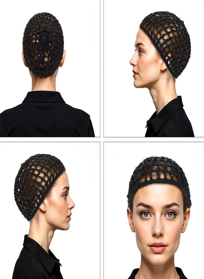 ValueBargain Crochet Hair Net, Comfortable Breathable Hair Wrap Net for Silk Press, Sleeping, Shower, Makeup, Hold Hair in Place All Night, Black (Reusable & Elastic, 2 Pack) - Image 4