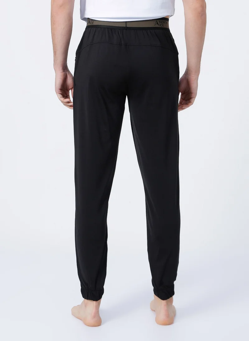 North Ice Elastic Regular Fit Plain Black Men's Sweatpants