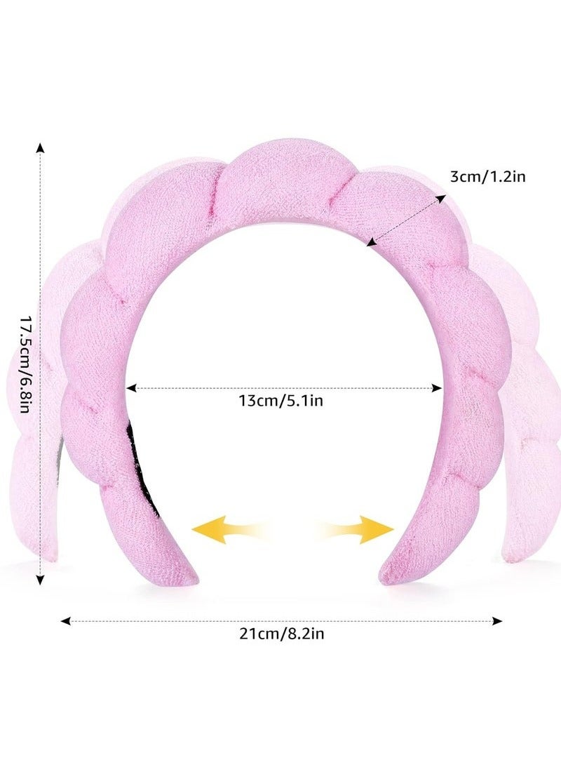 Spa Headbands for Washing Face or Facial, Set of 2 Skincare Headbands, Terry Cloth Headband Combo Pack - Puffy Makeup Headbands for Face Washing, Mask, Skin Treatment - Image 3