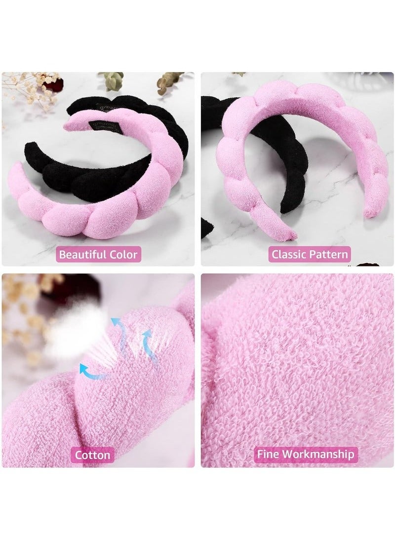 Spa Headbands for Washing Face or Facial, Set of 2 Skincare Headbands, Terry Cloth Headband Combo Pack - Puffy Makeup Headbands for Face Washing, Mask, Skin Treatment - Image 4