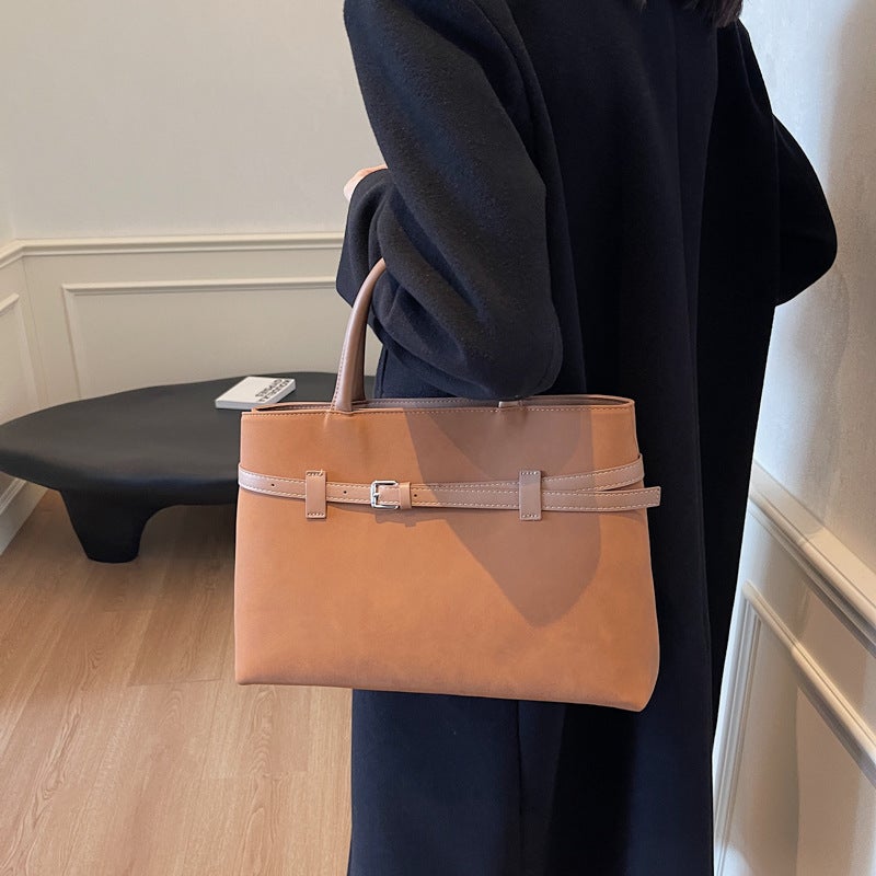 Frosted Retro Bag Women'S Large Capacity Casual Shoulder Handbag Work Commuter Tote Bag - Image 4