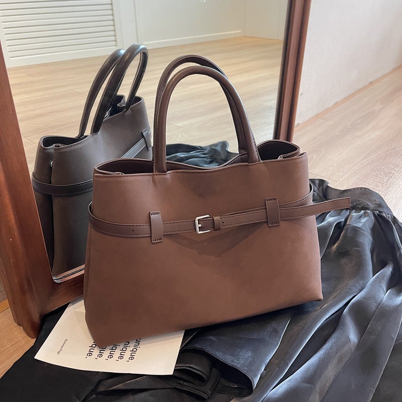 Frosted Retro Bag Women'S Large Capacity Casual Shoulder Handbag Work Commuter Tote Bag - Image 2
