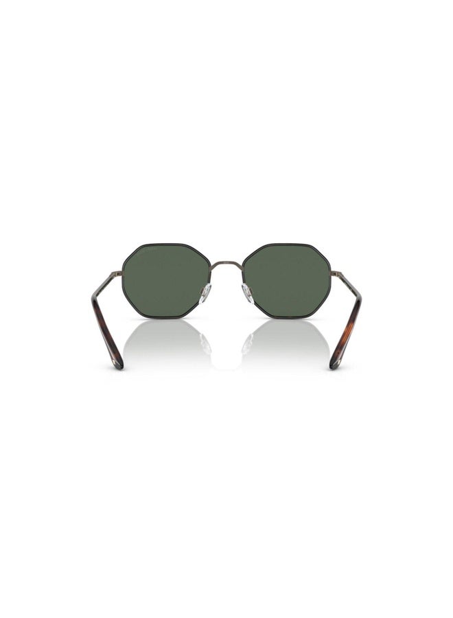 GIORGIO ARMANI Man Rectangle  SUNGLASSES- AR 6112J - lense size:52mm - BRUSHED PALE GOLD/RED HAVANA - Image 3
