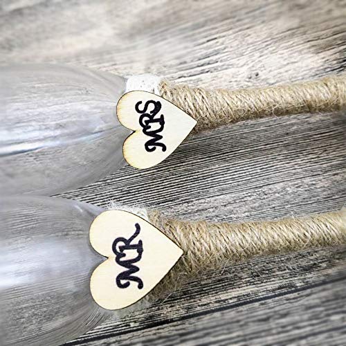 senover Set of 2 Rustic Champagne Flute Glasses,Mr and Mrs Champagne Glasses,Bride and Groom Wedding Toasting Glasses Drinking Glasses Engraved Heart for Engagement Wedding Gift Anniversary Present - Image 4