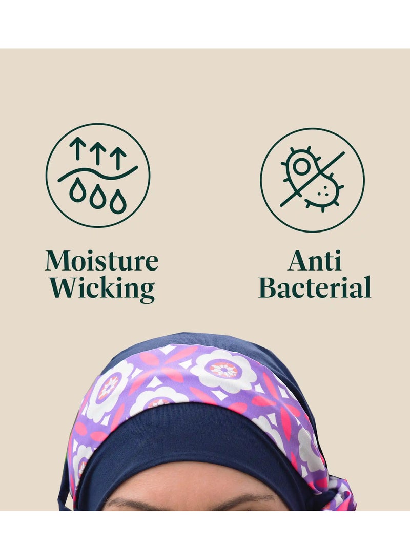 Rung Yanna Navy Purple Rose Bamboo Headwear for Women - Image 3