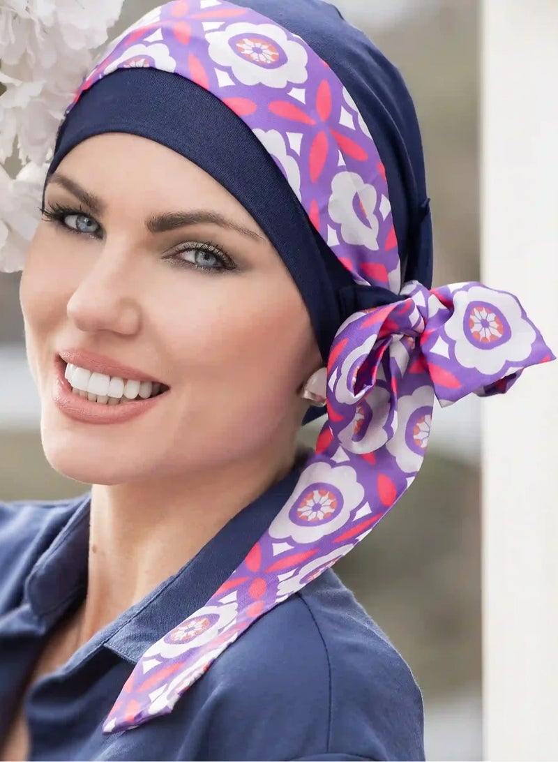 Rung Yanna Navy Purple Rose Bamboo Headwear for Women - Image 1