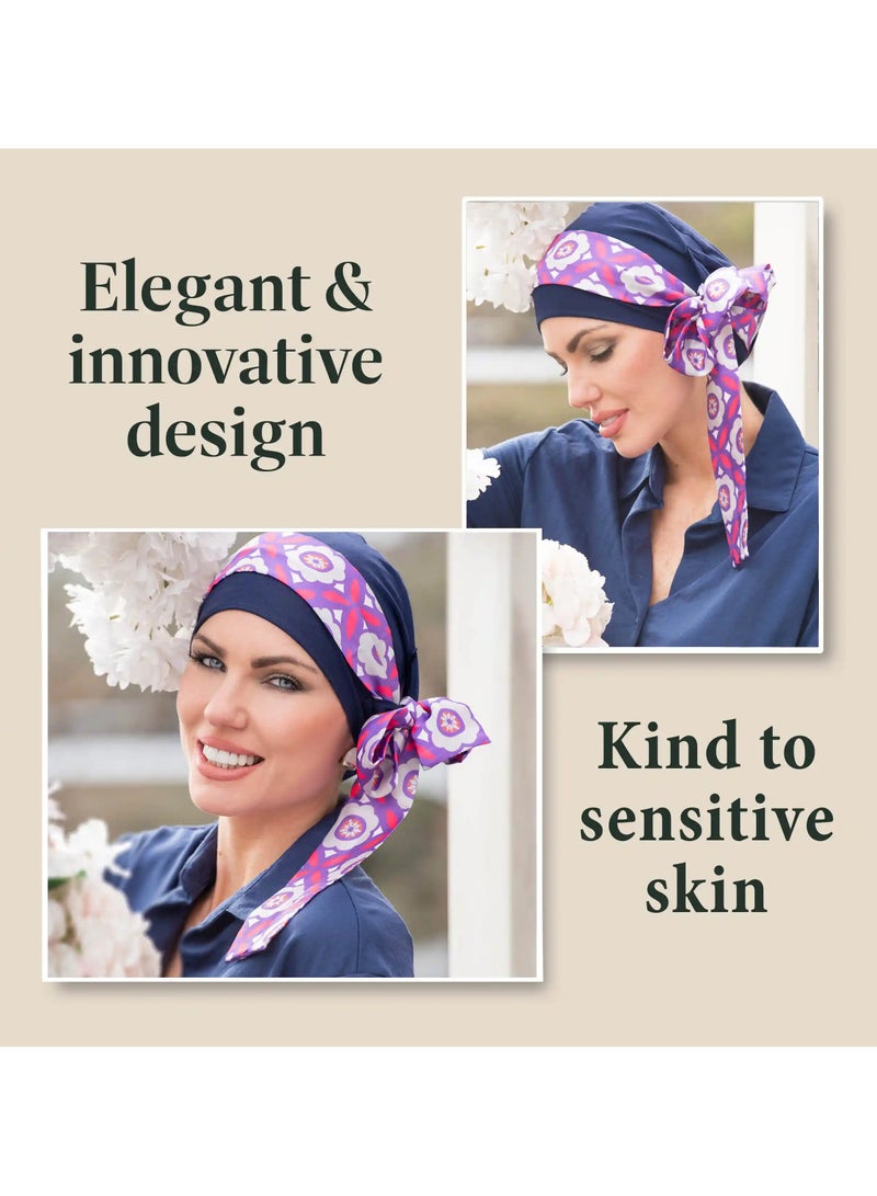 Rung Yanna Navy Purple Rose Bamboo Headwear for Women - Image 2