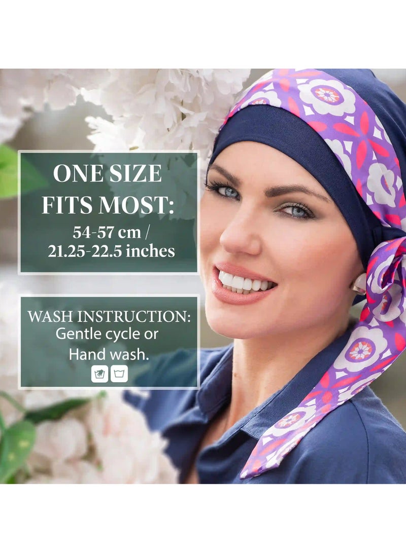 Rung Yanna Navy Purple Rose Bamboo Headwear for Women - Image 4