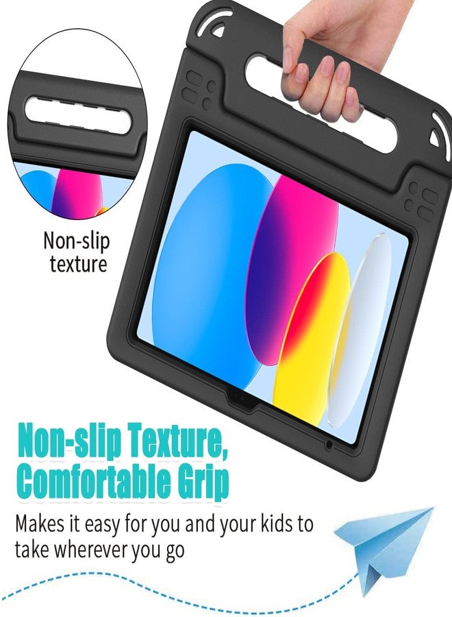 BMOUO جراب BMOUO للأطفال لجهاز iPad الجيل العاشر 10.9 بوصة 2022، جراب iPad الجيل العاشر مع واقي شاشة، جراب iPad الجيل العاشر للأطفال مقاوم للصدمات مع مقبض قابل للطي، أسود - Image 4