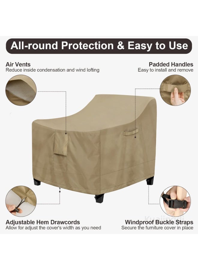 Kuajingdi Outdoor Chair Covers Waterproof Patio Furniture Lawn Terrace Chair Covers for Outdoor Furniture with Air Vent and Padded Handles  - Image 5