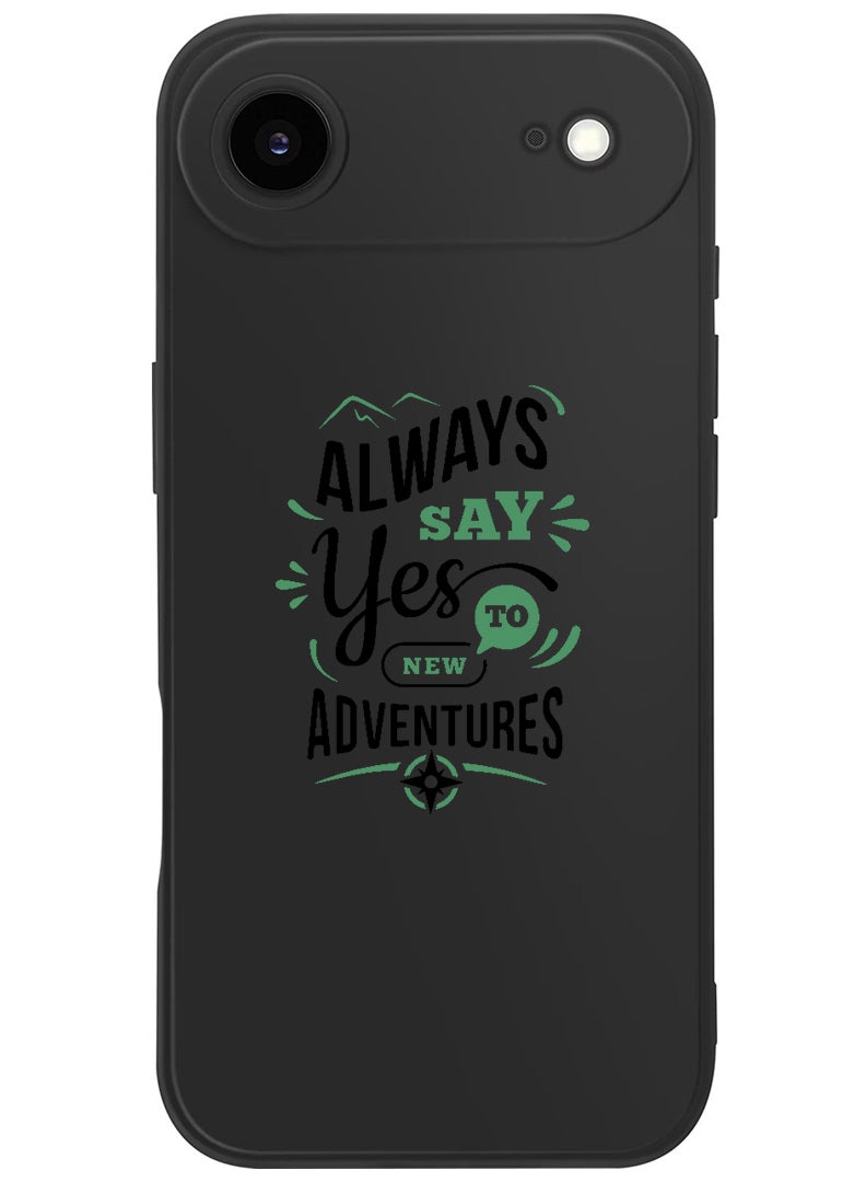 Theodor Protective Slim Fit Case Liquid Silicone Cover with Full Body Protection Anti-Scratch Shockproof Case For Apple iPhone 17 Air (Black) always say yes to - Image 1