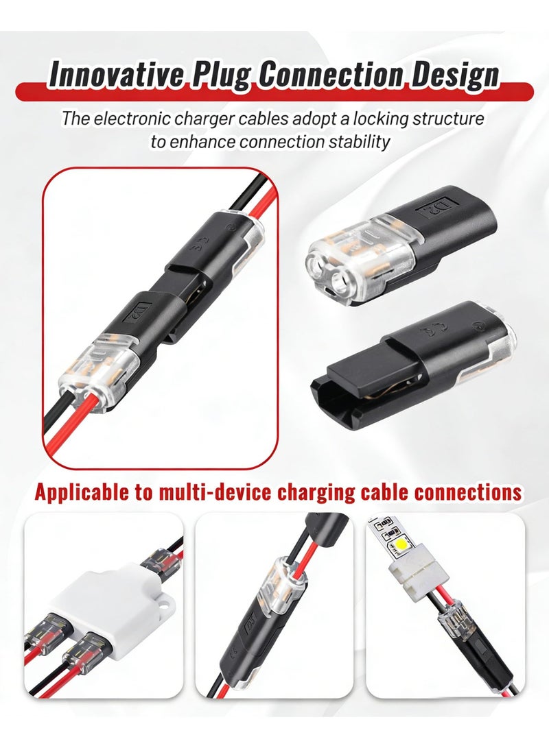 20 Pcs 2 Pin Plug-in Low Voltage Wire Connectors with Locking Buckle, Tool-Free Quick Disconnect Terminals for 18-22 AWG LED Strip Lights, No Wire Stripping or Cutting Needed - Image 3