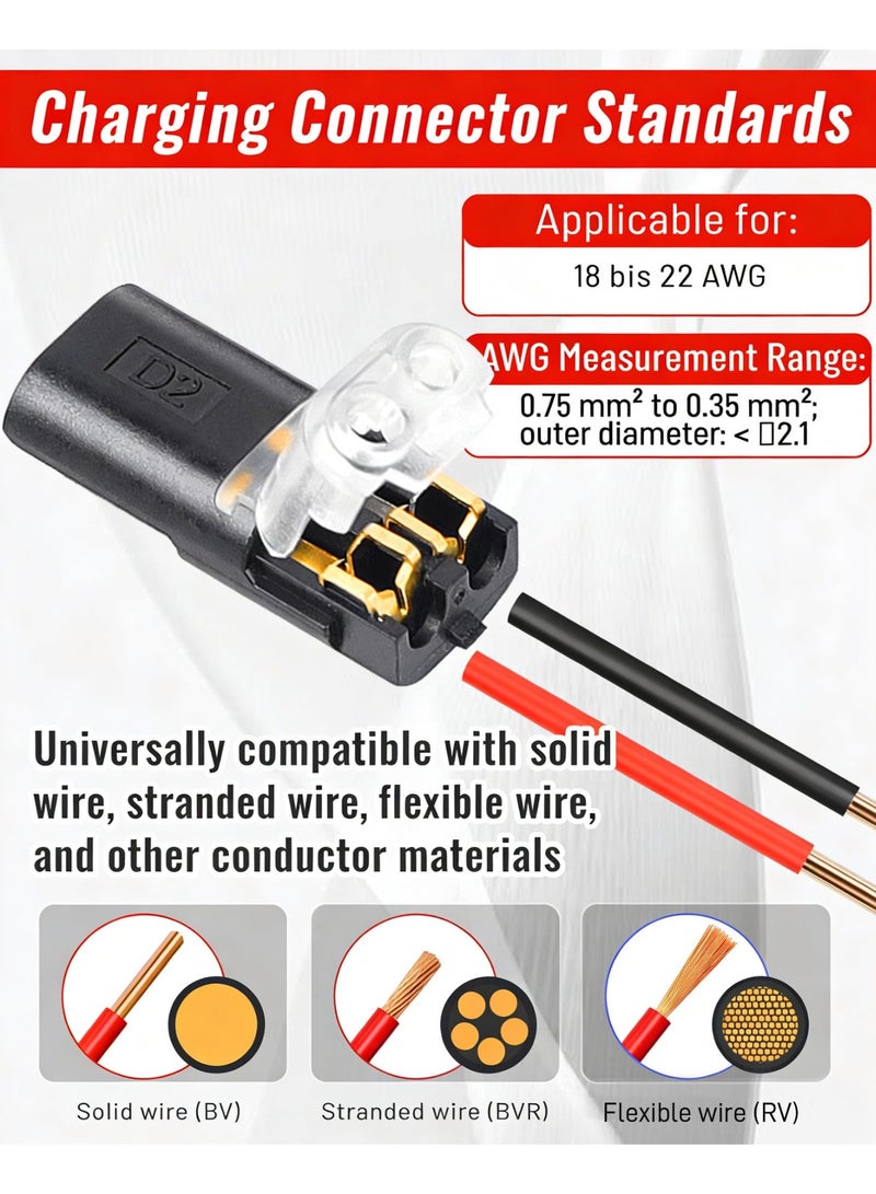 20 Pcs 2 Pin Plug-in Low Voltage Wire Connectors with Locking Buckle, Tool-Free Quick Disconnect Terminals for 18-22 AWG LED Strip Lights, No Wire Stripping or Cutting Needed - Image 5
