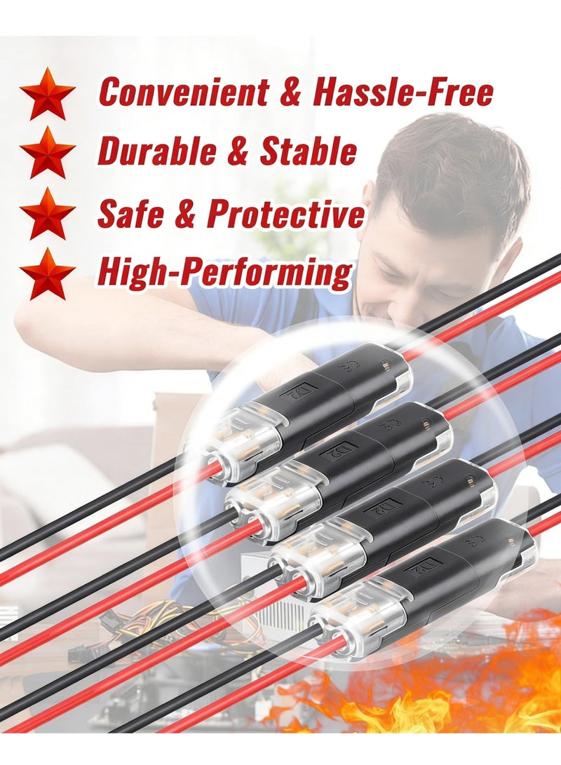20 Pcs 2 Pin Plug-in Low Voltage Wire Connectors with Locking Buckle, Tool-Free Quick Disconnect Terminals for 18-22 AWG LED Strip Lights, No Wire Stripping or Cutting Needed - Image 4
