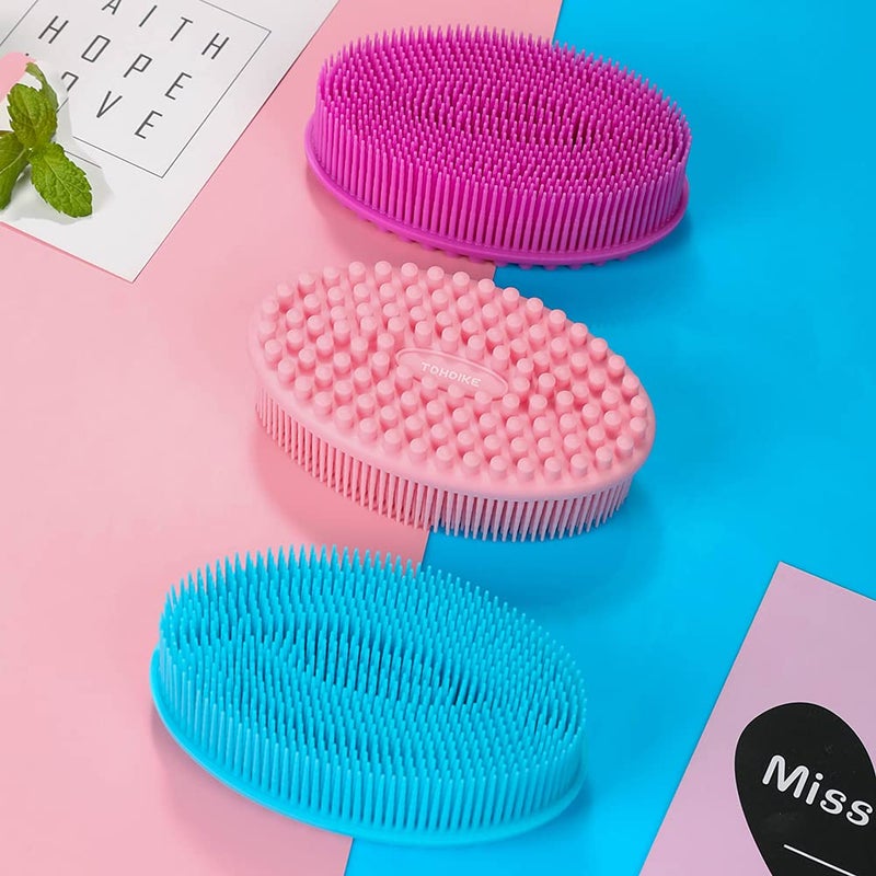 TDHDIKE Silicone Body Scrubber Loofah - Set of 3 Soft Exfoliating Body Bath Shower Scrubber Loofah Brush for Sensitive Kids Women Men All Kinds of Skin - Image 4