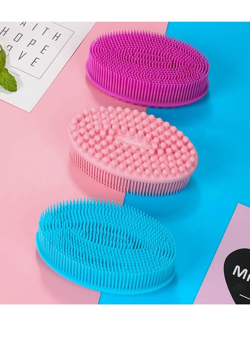 TDHDIKE TDHDIKE Silicone Body Scrubber Loofah - Set of 3 Soft Exfoliating Body Bath Shower Scrubber Loofah Brush for Sensitive Kids Women Men All Kinds of Skin  - Image 4