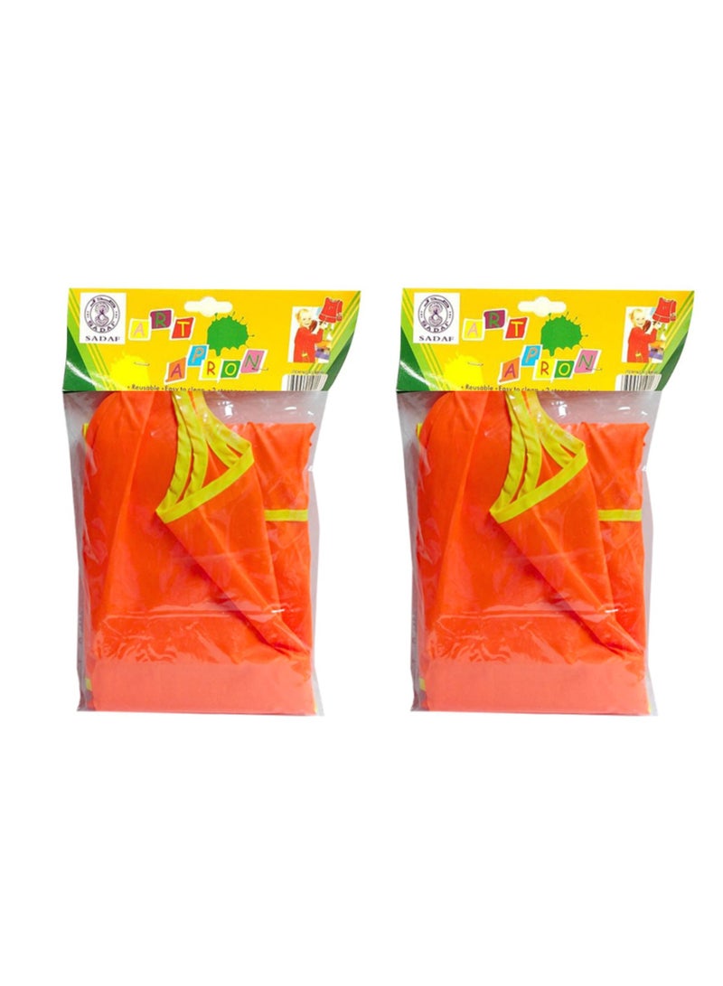 Sadaf Kids Painting Clothes Waterproof Apron, Art Graffiti Play Long Sleeve Smock with Pockets, for Childrens Painting Pottery Clay Baking Cooking Craft and Lab Activity (Pack of 2) - Image 2