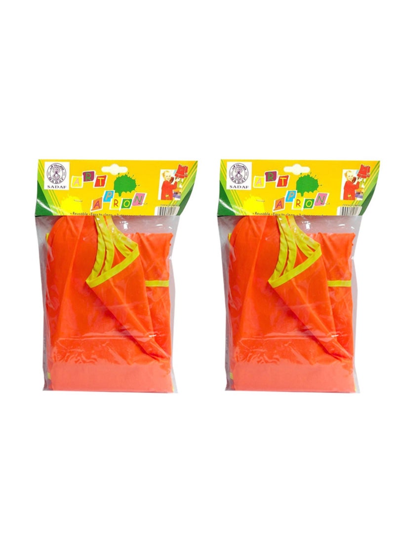 Sadaf Kids Painting Clothes Waterproof Apron, Art Graffiti Play Long Sleeve Smock with Pockets, for Childrens Painting Pottery Clay Baking Cooking Craft and Lab Activity (Pack of 2) - Image 1