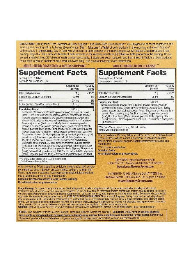 Nature's Secret Nature's Secret, 7-Day Ultimate Cleanse, 2-Part Total-Body Cleanse, 2 Bottles, 36 Tablets Each - Image 2