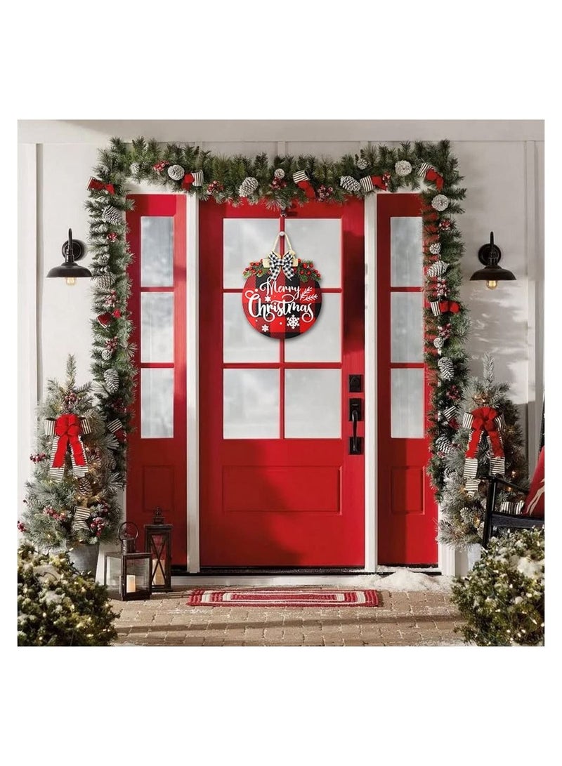 Highland Rustic Wooden Merry Christmas Wreath Decorations - Image 2