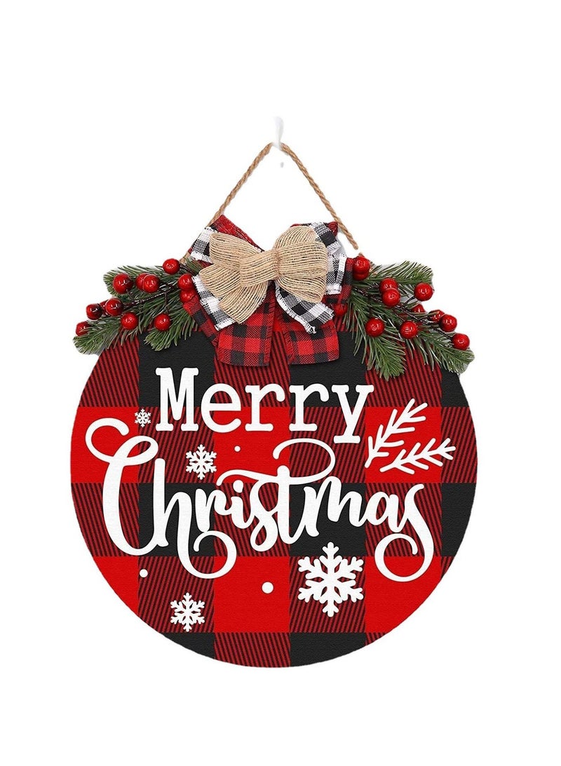 Highland Rustic Wooden Merry Christmas Wreath Decorations - Image 1